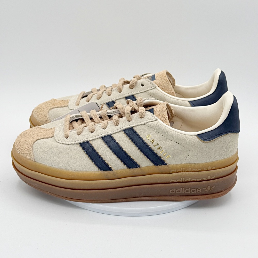 Adidas Gazelle Bold Size 7 Womens Cream/Indigo/Gum JQ5126, NEW - Picture 4 of 10